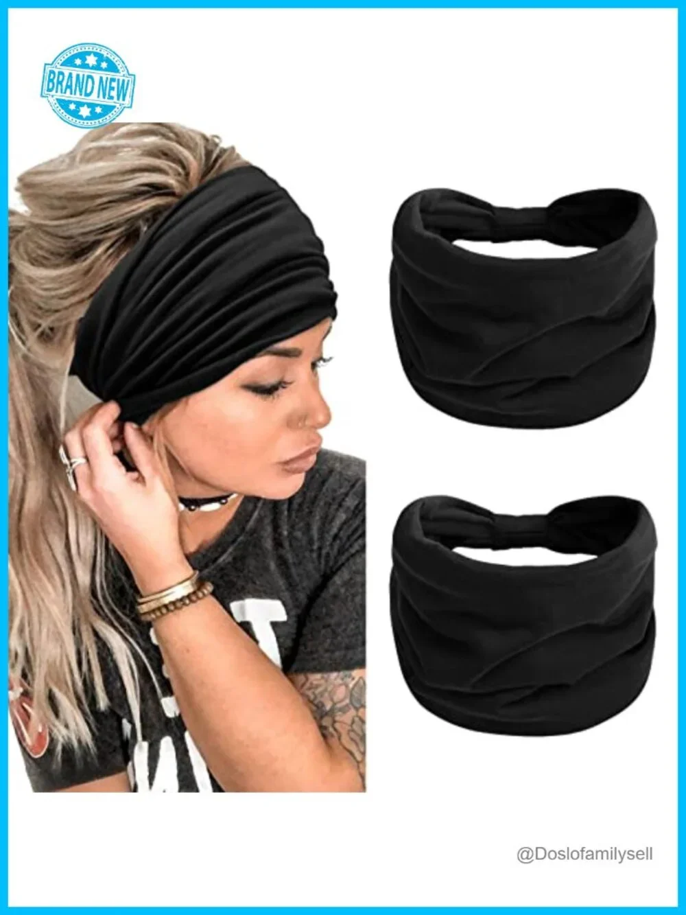 Extra Wide 7'' Anti Slip Knotted Headbands for Women Boho Stretch Hair Bands 2